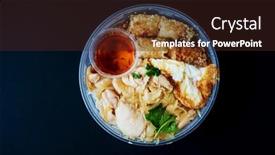  Presentation with fried chicken - Audience pleasing PPT theme consisting of delicious-vietnamese-bo-bun-prepared backdrop and a wine colored foreground