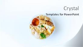  Presentation with fried chicken - Slide set featuring delicious-vietnamese-bo-bun-prepared background and a cool aqua colored foreground