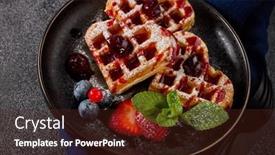  Presentation with dessert - Amazing PPT theme having delicious-waffles-heart-shape backdrop and a  colored foreground