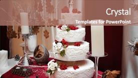  Presentation with cake - PPT layouts with delicious wedding cake background and a coral colored foreground