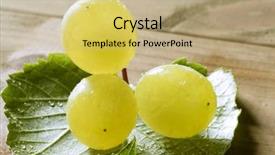  Presentation with grape - Presentation theme with delicious yellow autumn grape fruit macro detail background and a coral colored foreground