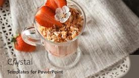 Presentation with yogurt - Slide deck consisting of delicious yogurt parfait with strawberry background and a mint green colored foreground