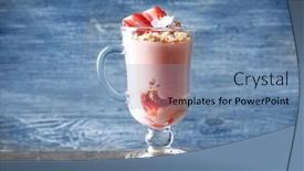  Presentation with yogurt - Audience pleasing PPT layouts consisting of delicious yogurt parfait with strawberry backdrop and a teal colored foreground