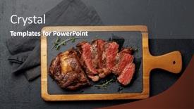  Presentation with real food beef - Slide deck enhanced with deliciously-juicy-sliced-beef-ribeye background and a  colored foreground