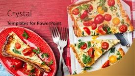  Presentation with puff pastry - Slide set consisting of deliciously-simple-tomato-tart-made background and a red colored foreground