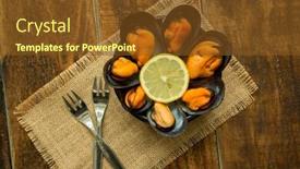  Presentation with skin color natural lavender lemon - Audience pleasing slide deck consisting of delicius appetizer with natural mussels and lemon backdrop and a tawny brown colored foreground