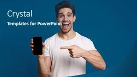  Presentation with finger - Slide set consisting of delighted-guy-showing-and-pointing background and a ocean colored foreground