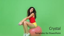  Presentation with aerobics - PPT theme consisting of delighted woman 20s wearing summer background and a seafoam green colored foreground