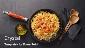  Presentation with shrimps - PPT layouts with delightful-italian-pasta-adorned background and a dark gray colored foreground