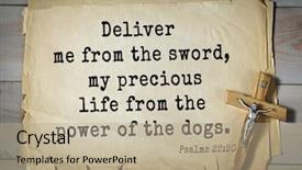  Presentation with bible psalms - Presentation theme featuring deliver me from the sword background and a mint green colored foreground