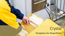  Presentation with jumbled letters for kindergarten - PPT layouts consisting of delivering letters to recipient mailbox background and a yellow colored foreground