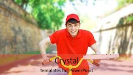  Presentation with young athletes box jumping - PPT layouts enhanced with delivering pizza box on bike background and a red colored foreground