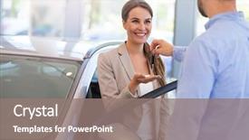 Presentation with car dealer - Audience pleasing presentation design consisting of delivery - woman receiving car keys backdrop and a gray colored foreground