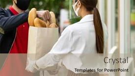  Presentation with deliver - Presentation theme featuring delivery-asian-bike-man-pick background and a coral colored foreground