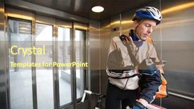  Presentation with courier delivery - Presentation theme consisting of delivery bag using mobile phone background and a violet colored foreground