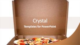  Presentation with pizza delivery - Amazing slides having delivery box with delicious pizza backdrop and a coral colored foreground