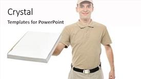  Presentation with delivery boy - Presentation design having delivery boy bringing a cardboard background and a white colored foreground
