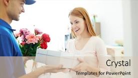  Presentation with delivery boy - Amazing slide deck having delivery boy giving gift box backdrop and a lemonade colored foreground