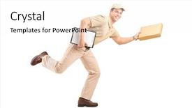  Presentation with delivery boy - Amazing presentation theme having delivery boy in a rush backdrop and a white colored foreground