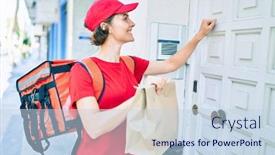  Presentation with worker - Cool new presentation with delivery-business-worker-woman-wearing backdrop and a sky blue colored foreground