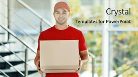  Presentation with stairs - Slide deck enhanced with delivery concept - postman in red background and a soft green colored foreground