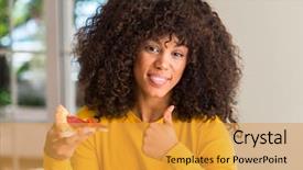  Presentation with ready to eat meal delivery - Slide set featuring delivery excellence - african american woman ready background and a gold colored foreground