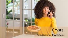  Presentation with ready to eat salad - Theme featuring delivery excellence - african american woman ready background and a yellow colored foreground