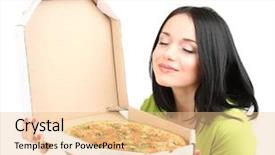  Presentation with pizza delivery - Amazing presentation design having delivery excellence - beautiful girl with delicious pizza backdrop and a lemonade colored foreground