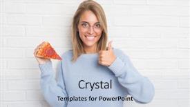  Presentation with beautiful young woman getting face - Presentation theme enhanced with delivery excellence - beautiful young woman over white background and a light blue colored foreground