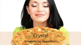  Presentation with pizza delivery - Amazing presentation theme having delivery excellence - girl housewife with delicious pizza backdrop and a  colored foreground