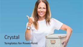  Presentation with moving agriculture - Slide set consisting of delivery excellence - middle age hispanic woman moving background and a light blue colored foreground