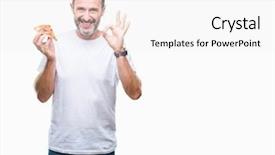  Presentation with symbol - Colorful PPT layouts enhanced with delivery excellence - middle age hoary senior man backdrop and a white colored foreground
