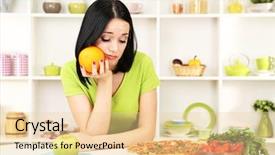  Presentation with antioxidants and diet for brain - Slide deck enhanced with delivery excellence - pretty girl selects pizza background and a  colored foreground