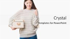  Presentation with chinese chinese - Audience pleasing PPT layouts consisting of delivery excellence - young chinese woman over isolated backdrop and a  colored foreground