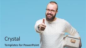  Presentation with glasses - Amazing theme having delivery excellence - young hipster man wearing glasses backdrop and a light blue colored foreground