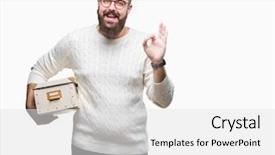  Presentation with elegant man in glasses optics - Cool new slide deck with delivery excellence - young hipster man wearing glasses backdrop and a white colored foreground