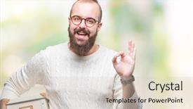  Presentation with glasses - Beautiful slide set featuring delivery excellence - young hipster man wearing glasses backdrop and a light gray colored foreground