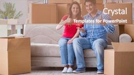  Presentation with veterans forces moving house american - Colorful theme enhanced with delivery excellence - young pair moving backdrop and a coral colored foreground