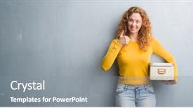  Presentation with young grey maine coon cat - Audience pleasing PPT layouts consisting of delivery excellence - young redhead woman over grey backdrop and a  colored foreground