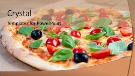  Presentation with pizza - Amazing PPT layouts having delivery food - tasty margarita pizza backdrop and a  colored foreground