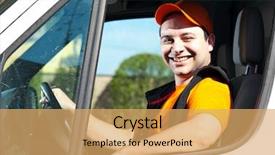  Presentation with truck driver - Slides enhanced with delivery guy on his truck background and a yellow colored foreground