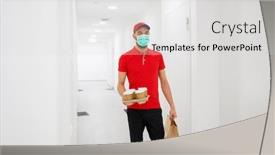  Presentation with food mask - Cool new slide deck with delivery-mail-and-people-concept backdrop and a light gray colored foreground