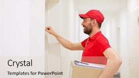  Presentation with man door - Cool new presentation with delivery mail people and shipment backdrop and a lemonade colored foreground