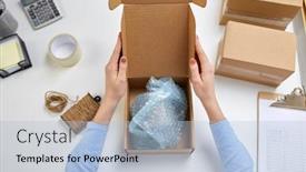  Presentation with mail - Amazing theme having delivery-mail-service-people backdrop and a light blue colored foreground