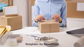  Presentation with mail - Beautiful PPT layouts featuring delivery-mail-service-people backdrop and a soft green colored foreground