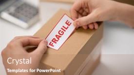  Presentation with mail - PPT layouts with delivery-mail-service-people background and a coral colored foreground