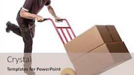  Presentation with background - Colorful PPT theme enhanced with delivery-man-con-handtruck-isolated backdrop and a mint green colored foreground