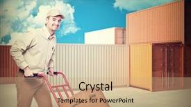  Presentation with dark blue sky stars - PPT theme consisting of delivery man container and blue background and a  colored foreground