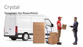  Presentation with boxes - Slide deck having delivery-man-delivering-boxes background and a white colored foreground