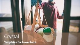  Presentation with grocery bag - Presentation design consisting of delivery-man-gives-the-bag background and a coral colored foreground